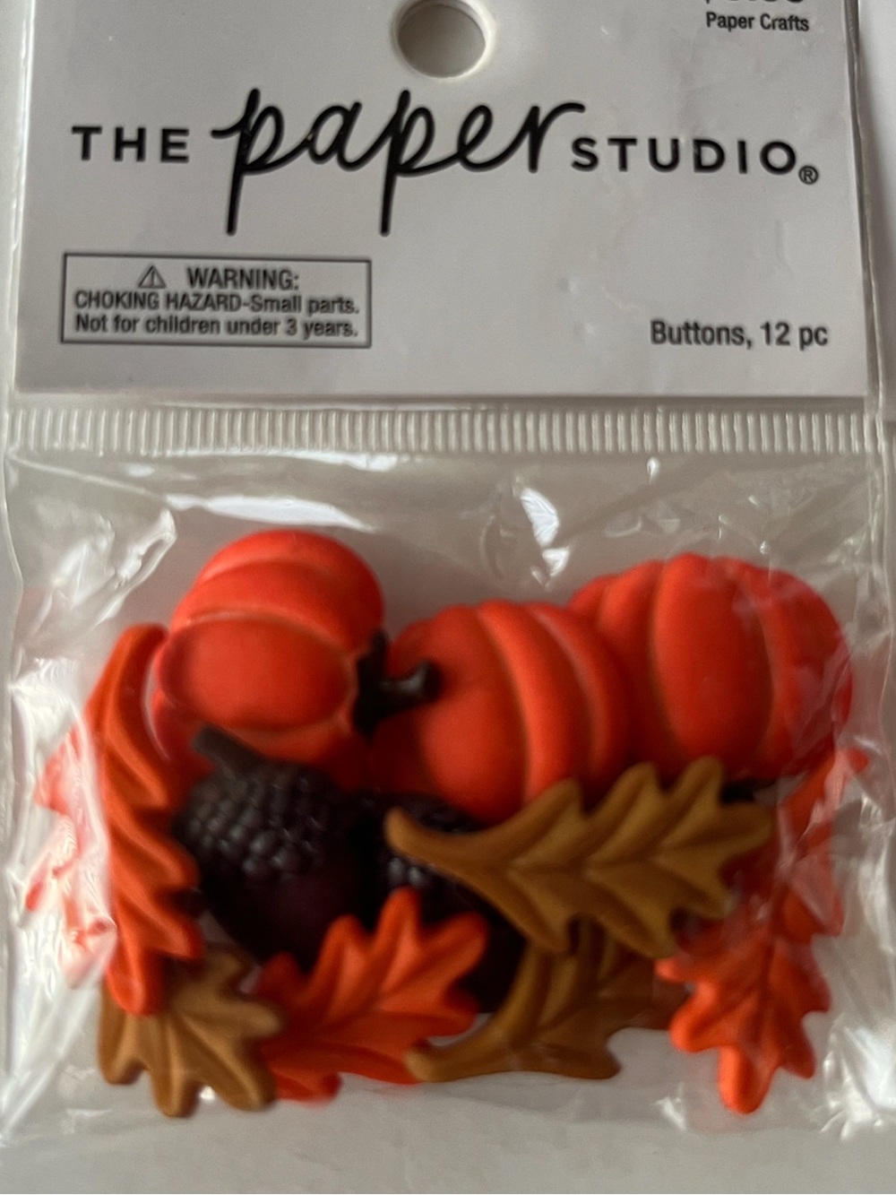 The Paper Studio Fall Decorative Buttons 3-Pack NWT Pumpkins Acorns Leaves
